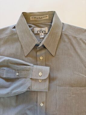 ENRO Dress Shirt – Men’s 17 / 32-33 – Blue Micro Stripe – Classic Fit